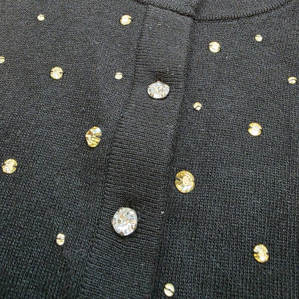 Kate Spade Crystal Cardigan Womens S Black Wool Cashmere Embellished Sweater - Picture 3 of 8